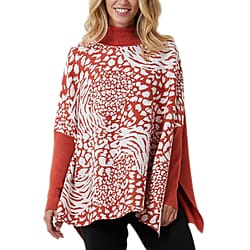 Doorbuster- Nova of London Zebra Roll Neck Poncho Jumper (One Size, 8-20) - Rust