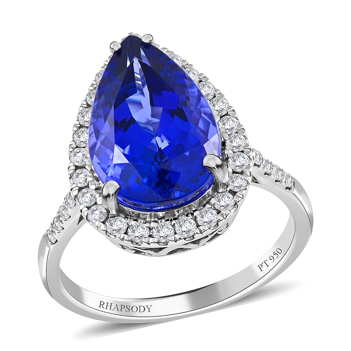 950 Platinum  AAAA  Tanzanite   White Diamond  VS Ring 6.25 pc,  Platinum Wt. 5.98 Gms  6.250  Ct.