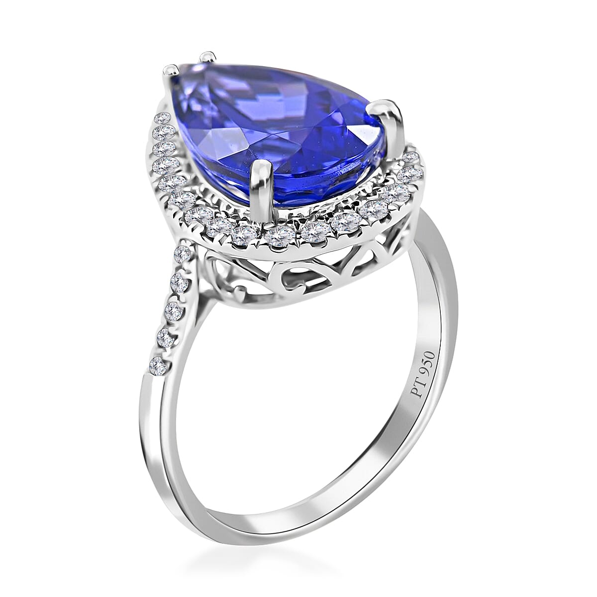 950 Platinum  AAAA  Tanzanite   White Diamond  VS Ring 6.25 pc,  Platinum Wt. 5.98 Gms  6.250  Ct.