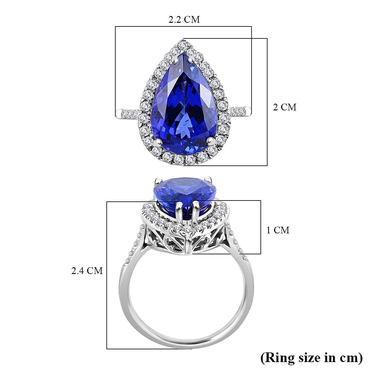 950 Platinum  AAAA  Tanzanite   White Diamond  VS Ring 6.25 pc,  Platinum Wt. 5.98 Gms  6.250  Ct.