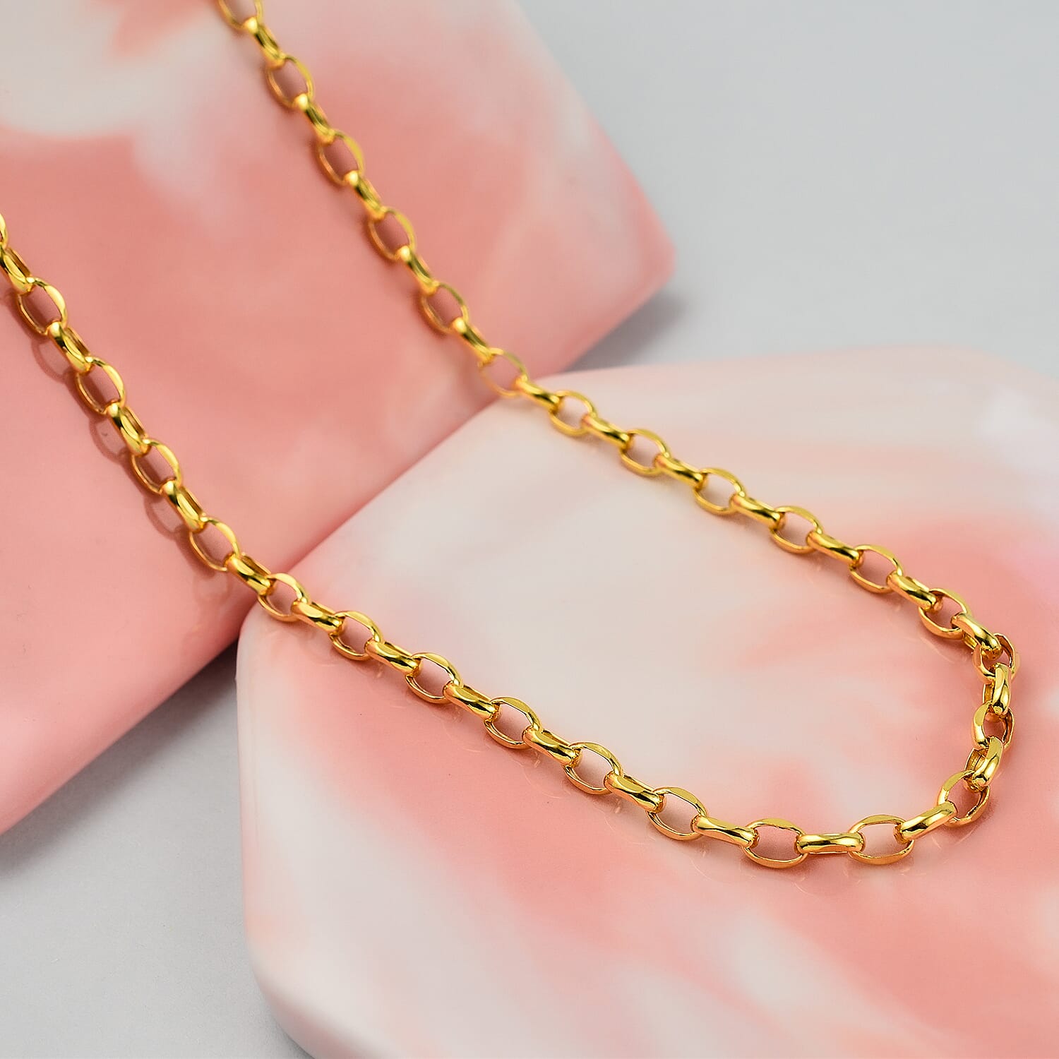 One Time Closeout Deal -9K Yellow Gold Oval Belcher Necklace (Size - 20) 4.02 Grms