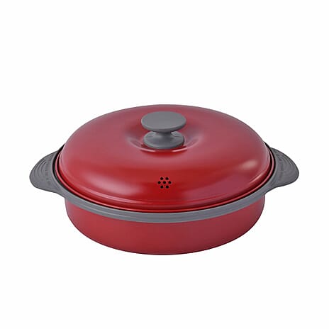 One To Own - Non Stick Microwave Grill Pot - Fast Sizzling, Browning and Grilling - Red & Black