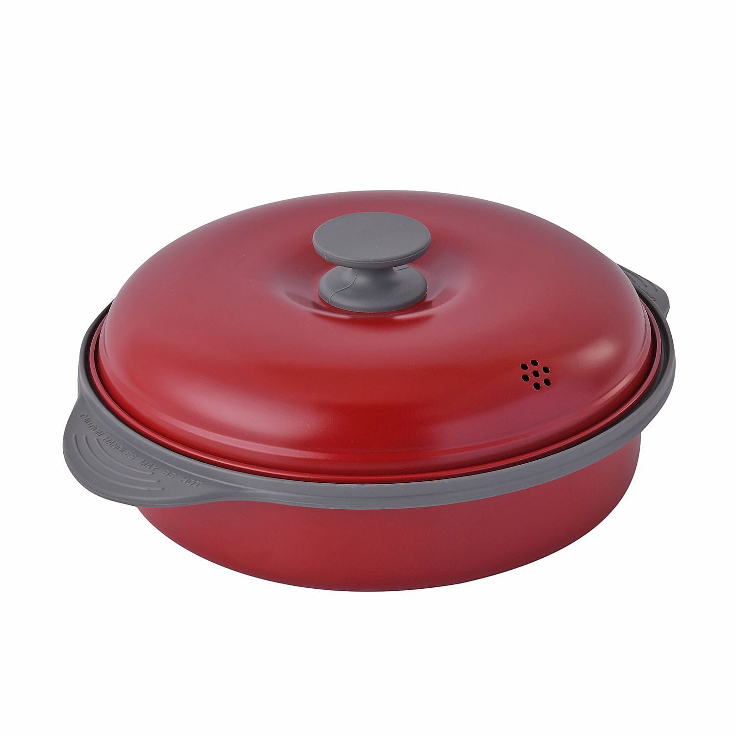 One To Own - Non Stick Microwave Grill Pot - Fast Sizzling, Browning and Grilling - Red & Black