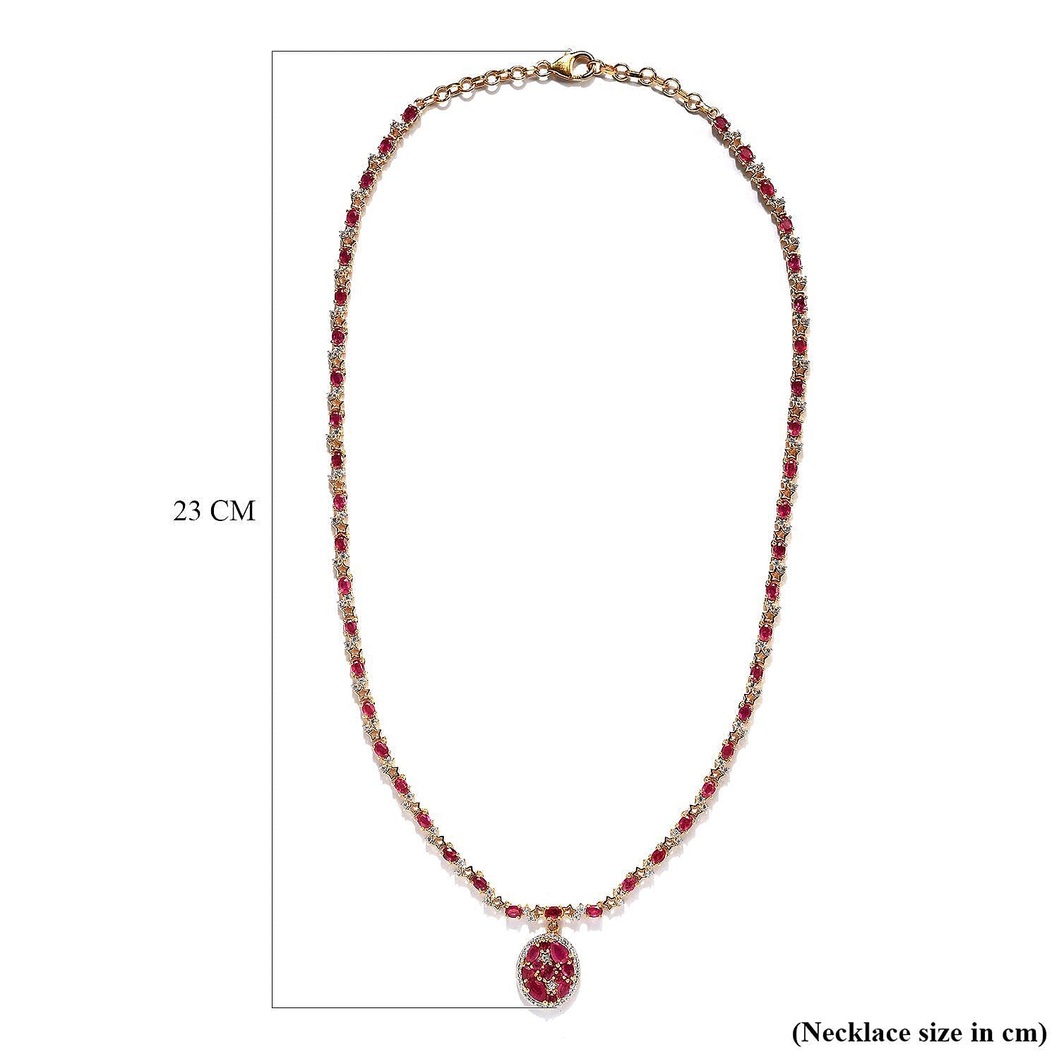 GP Celestial Dream Collection - African Ruby and Natural Zircon Necklace (Size - 20) in 18K Yellow Gold Vermeil Plated Sterling Silver 16.10 Ct