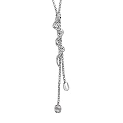 White Crystal ,Black Crystal  Necklace (Size - 20 With 1.5 Inch Extender) in White Silver Tone.