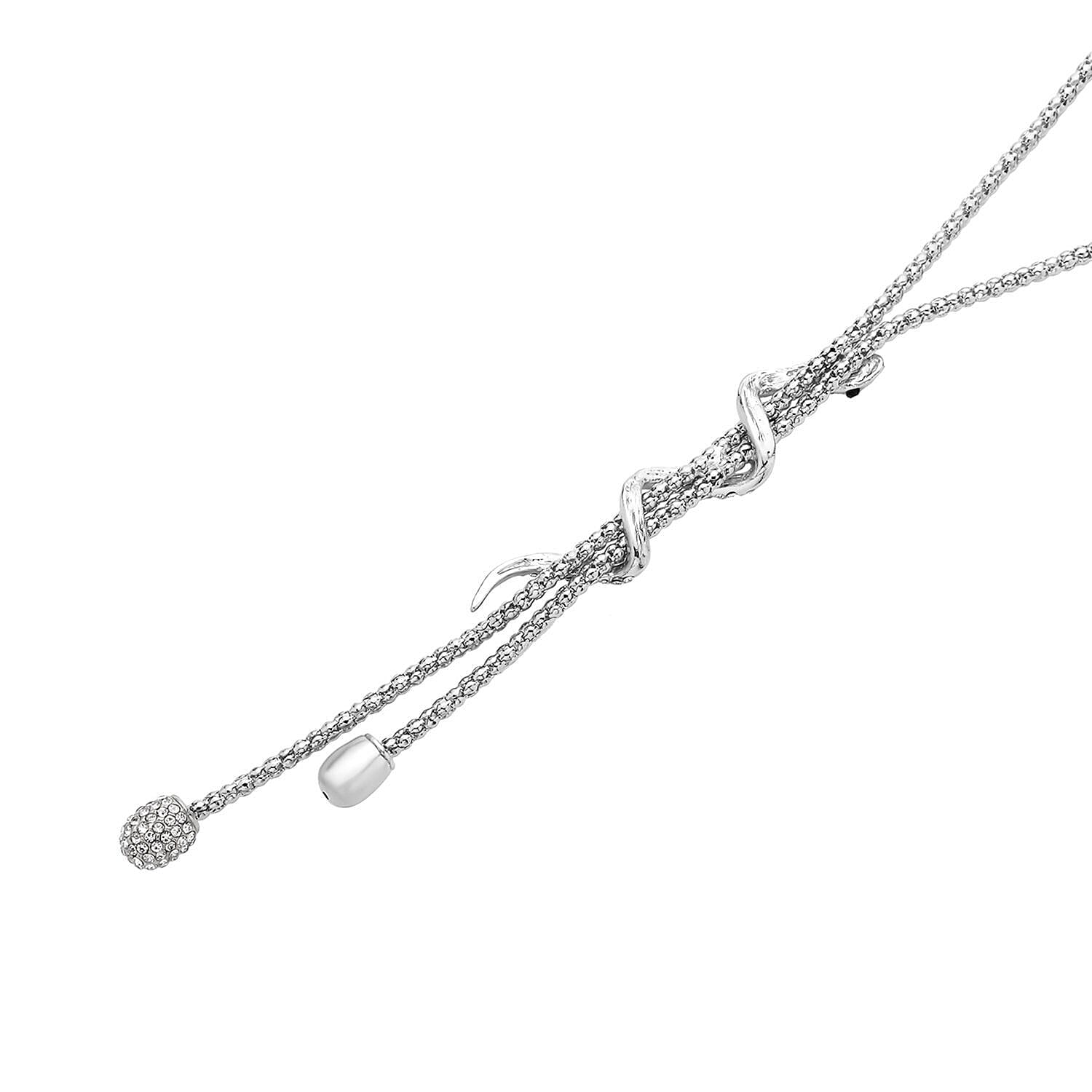 White Crystal ,Black Crystal  Necklace (Size - 20 With 1.5 Inch Extender) in White Silver Tone.