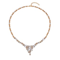 White Glass ,White Crystal  Necklace (Size - 20 With 2 Inch Extender) in White Silver Tone.