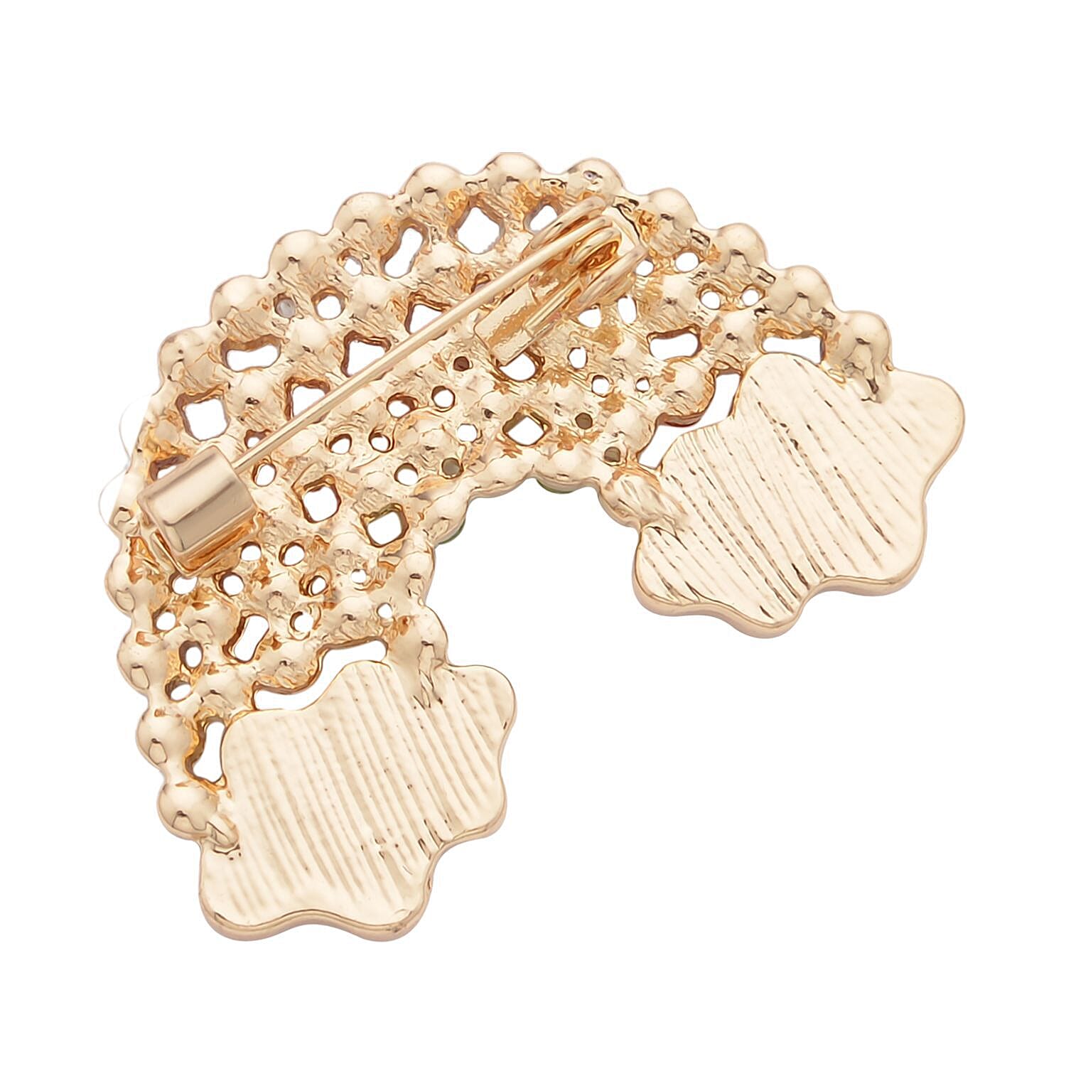 Multi Colour Austrian Crystal Enamelling Rainbow Brooch in Yellow Gold Tone