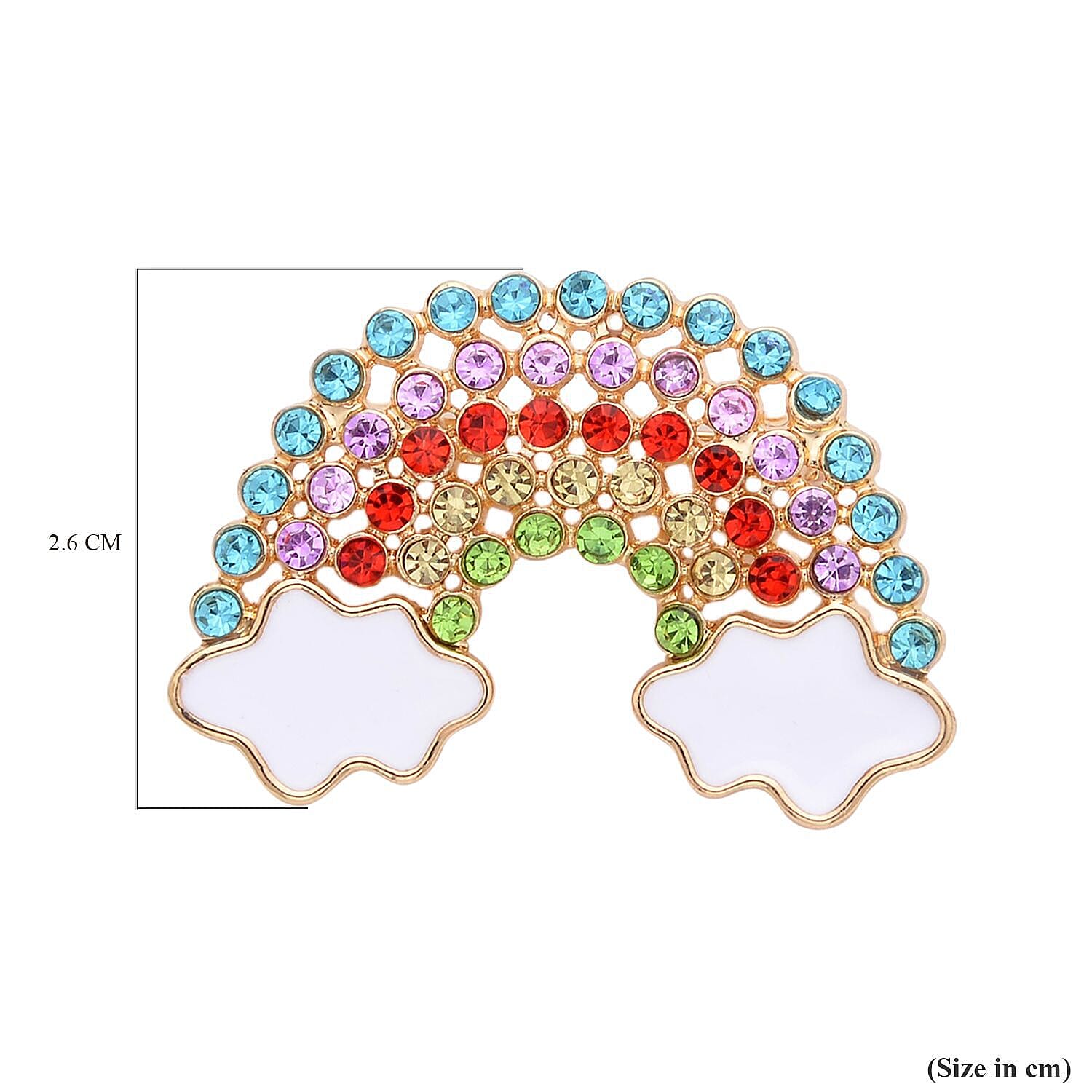 Multi Colour Austrian Crystal Enamelling Rainbow Brooch in Yellow Gold Tone