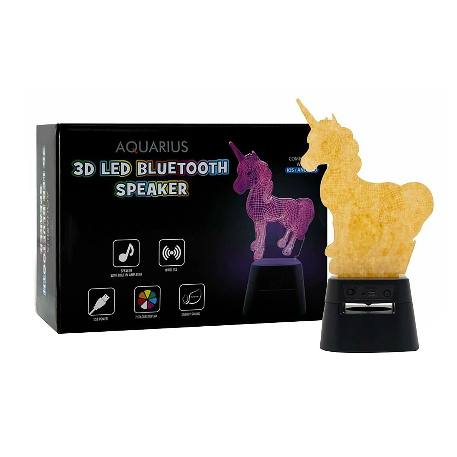 3D LED Hologram Lamp with Bluetooth Speaker - Unicorn