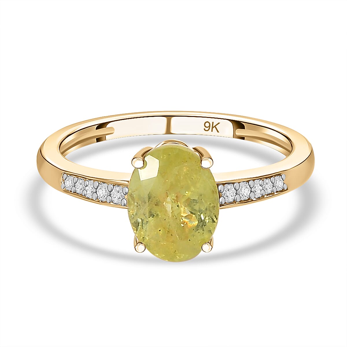 9K Yellow Gold Chrysoberyl and Diamond Ring 1.42 Ct.