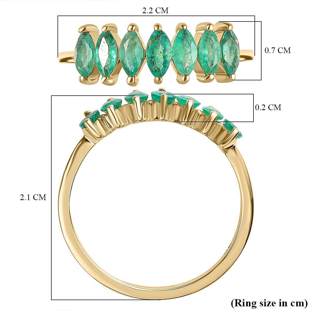 9K Yellow Gold  AA   Colombian Emerald  Ring  Gold Wt. 1.80 Gms  0.950  Ct.