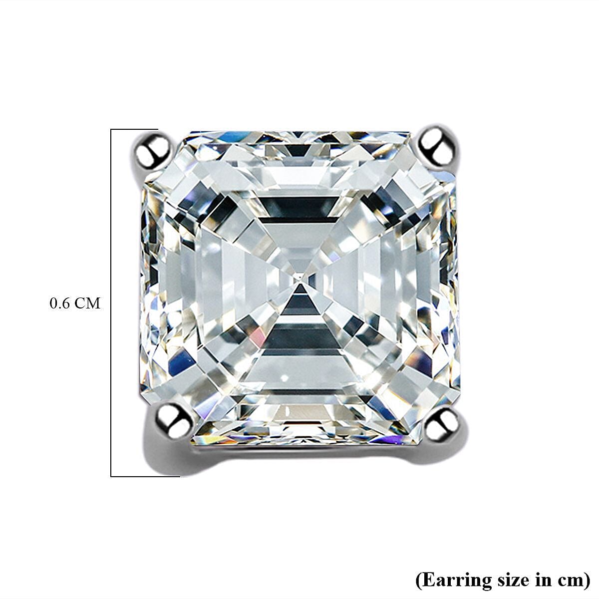 Moissanite (Asscher Cut) Stud Earrings (with Push Back) in Rhodium Overlay Sterling Silver 2.30 Ct