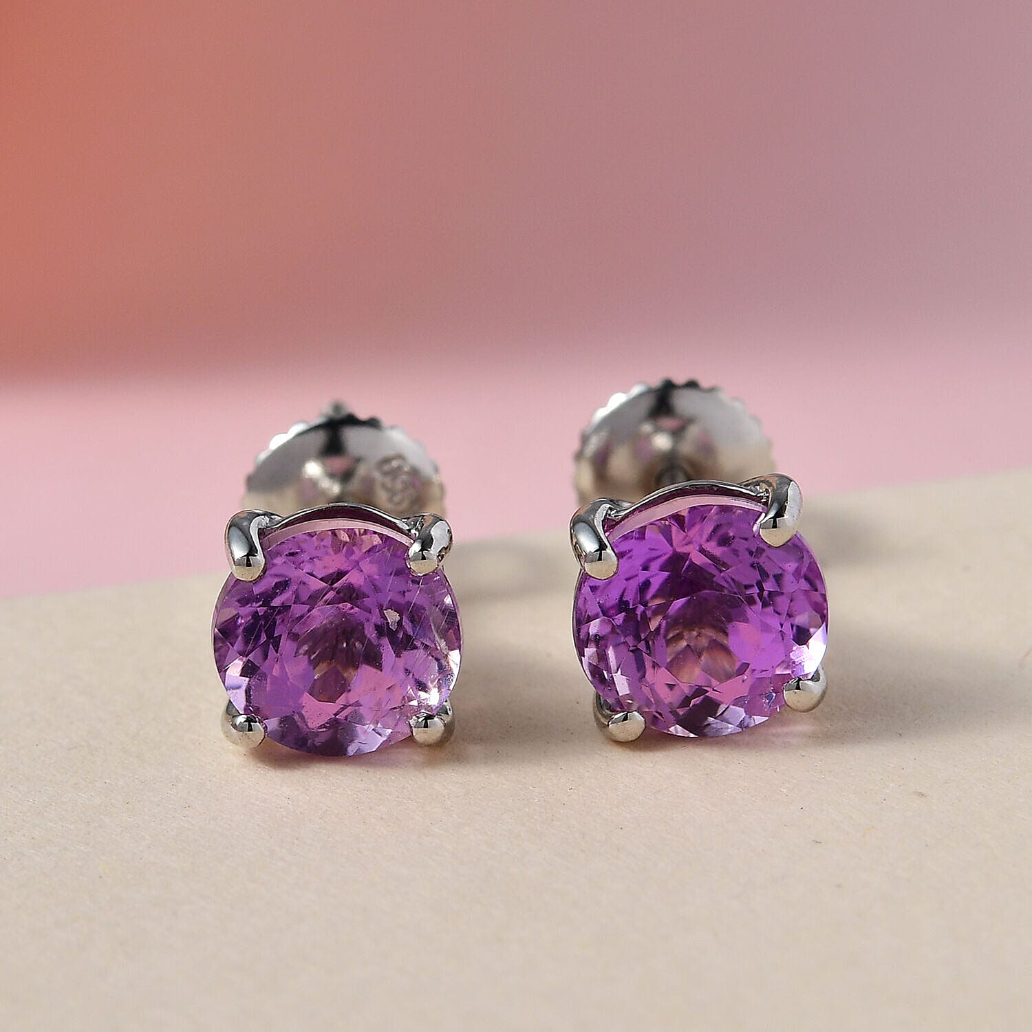 RHAPSODY 950 Platinum AAAA Urucum Kunzite Stud Earrings (with Screw Back) 3.50 Ct