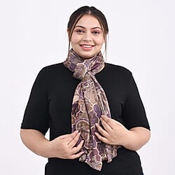 La Marey Cashmere Wool Arabesque Scarf - Dark Brown