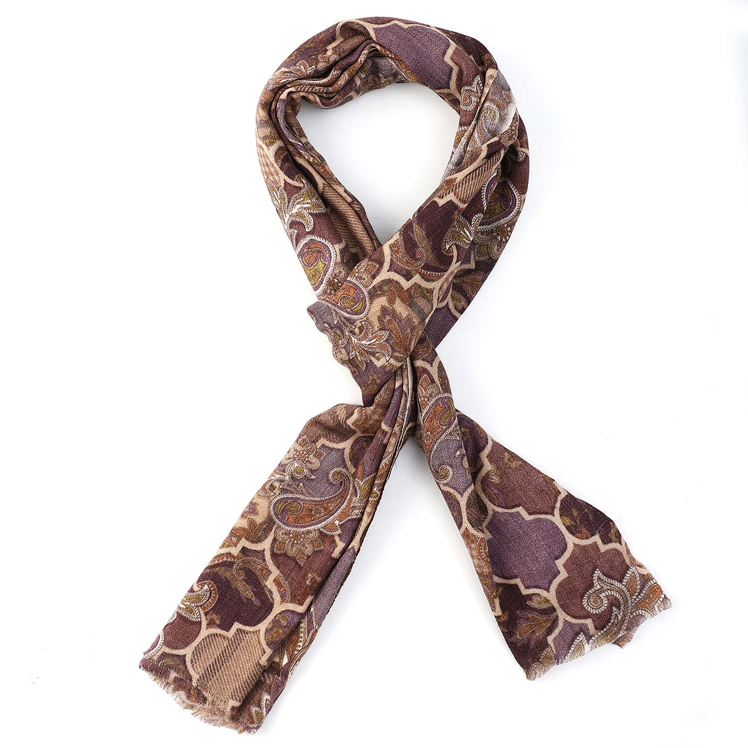 La Marey Cashmere Wool Arabesque Scarf - Dark Brown