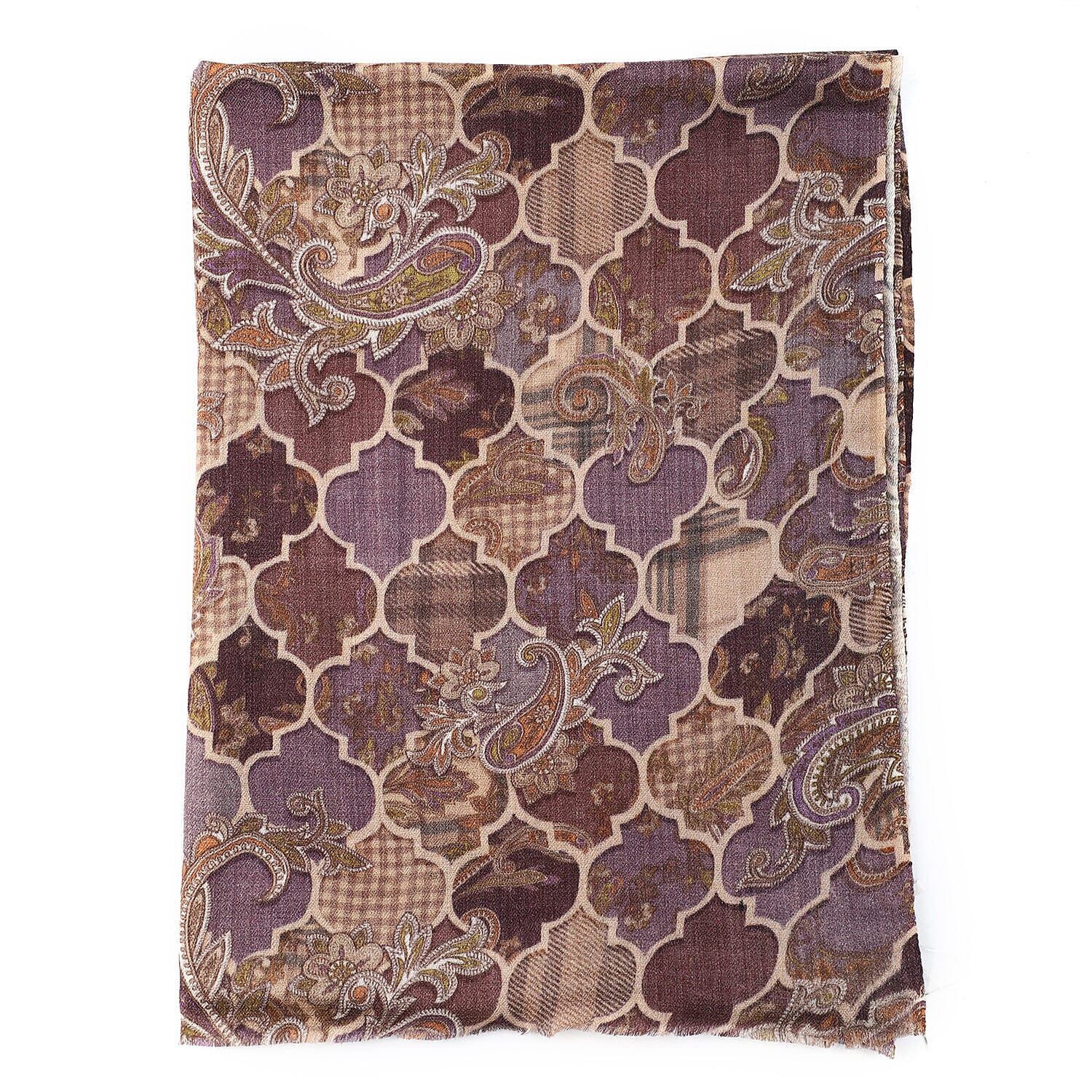 La Marey Cashmere Wool Arabesque Scarf - Dark Brown