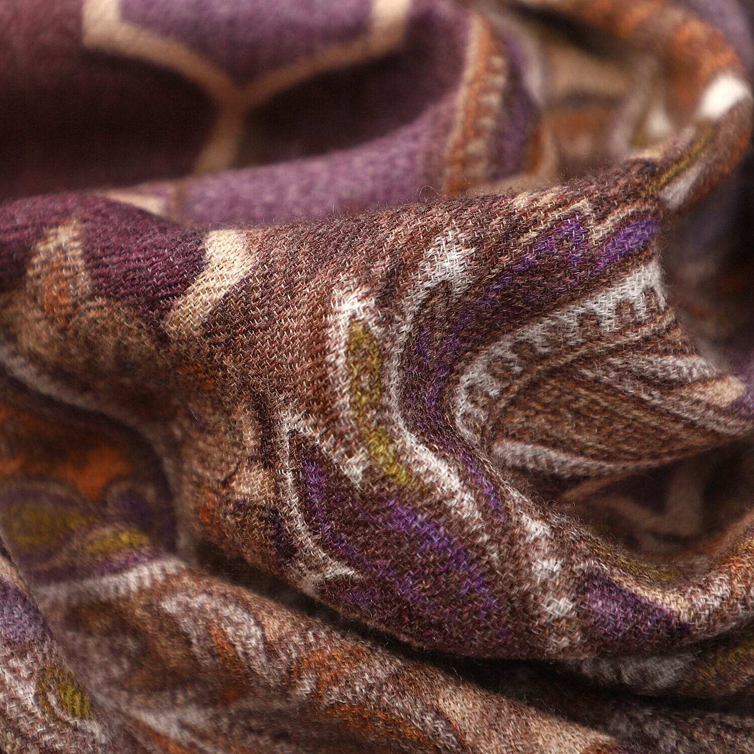 La Marey Cashmere Wool Arabesque Scarf - Dark Brown