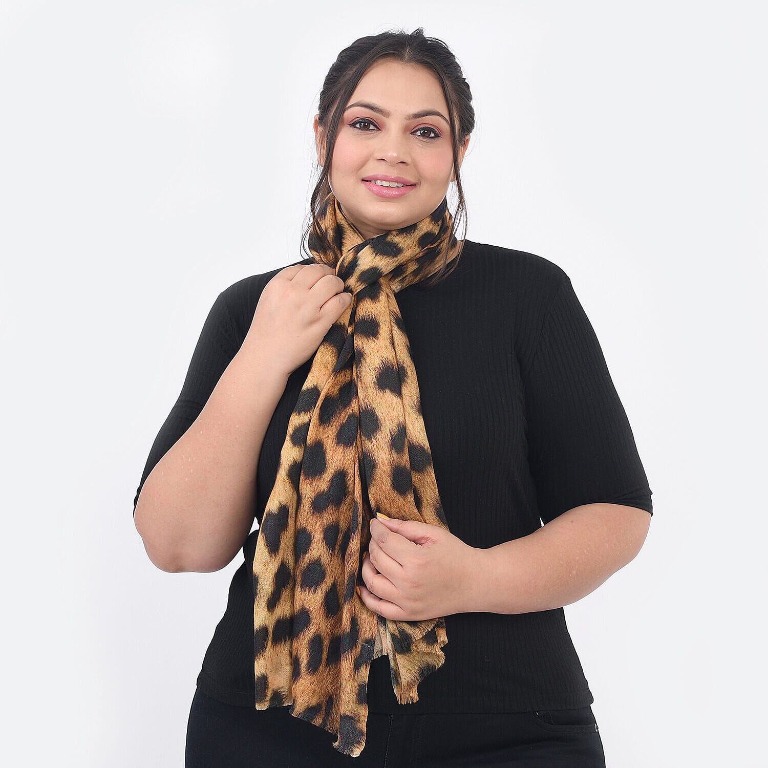 Closeout Deal- LA MAREY 100% Cashmere Wool Leopard Pattern Scarf (Size 195x70 Cm) - Leopard