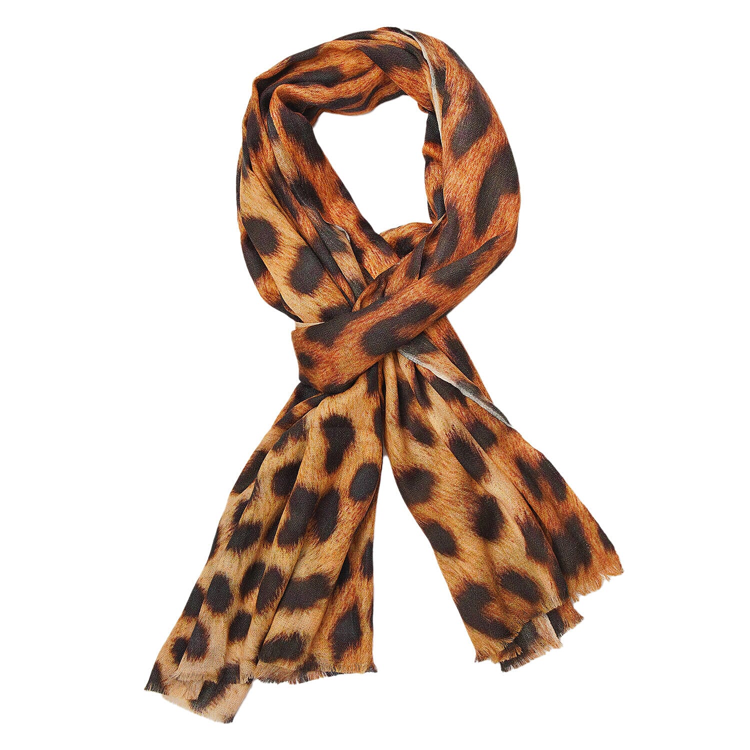 Closeout Deal- LA MAREY 100% Cashmere Wool Leopard Pattern Scarf (Size 195x70 Cm) - Leopard