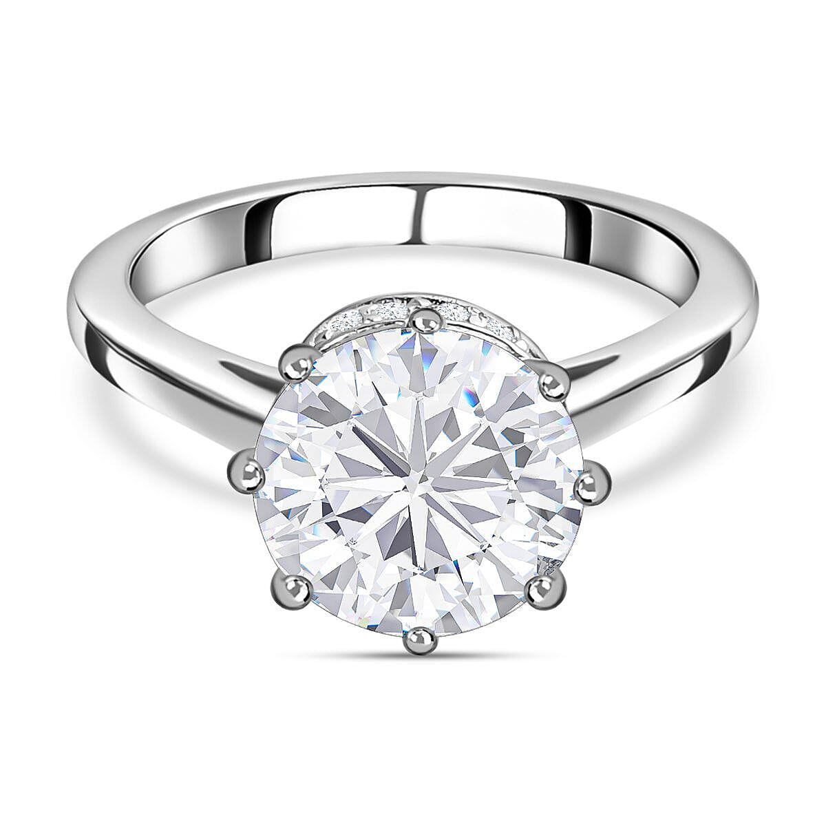 Moissanite Ring in Platinum Overlay Sterling Silver 2.35 Ct.