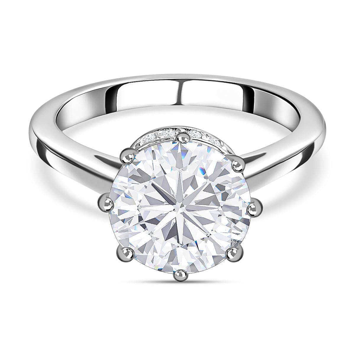 Moissanite Ring in Platinum Overlay Sterling Silver 2.35 Ct.