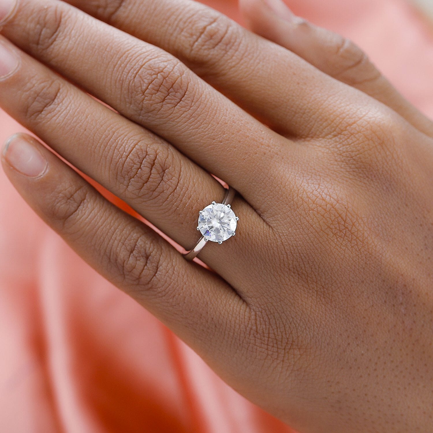 Moissanite Ring in Platinum Overlay Sterling Silver 2.35 Ct.