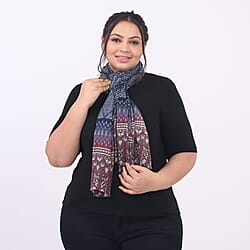 La Marey Cashmere Wool Arabesque Scarf - Dark Brown