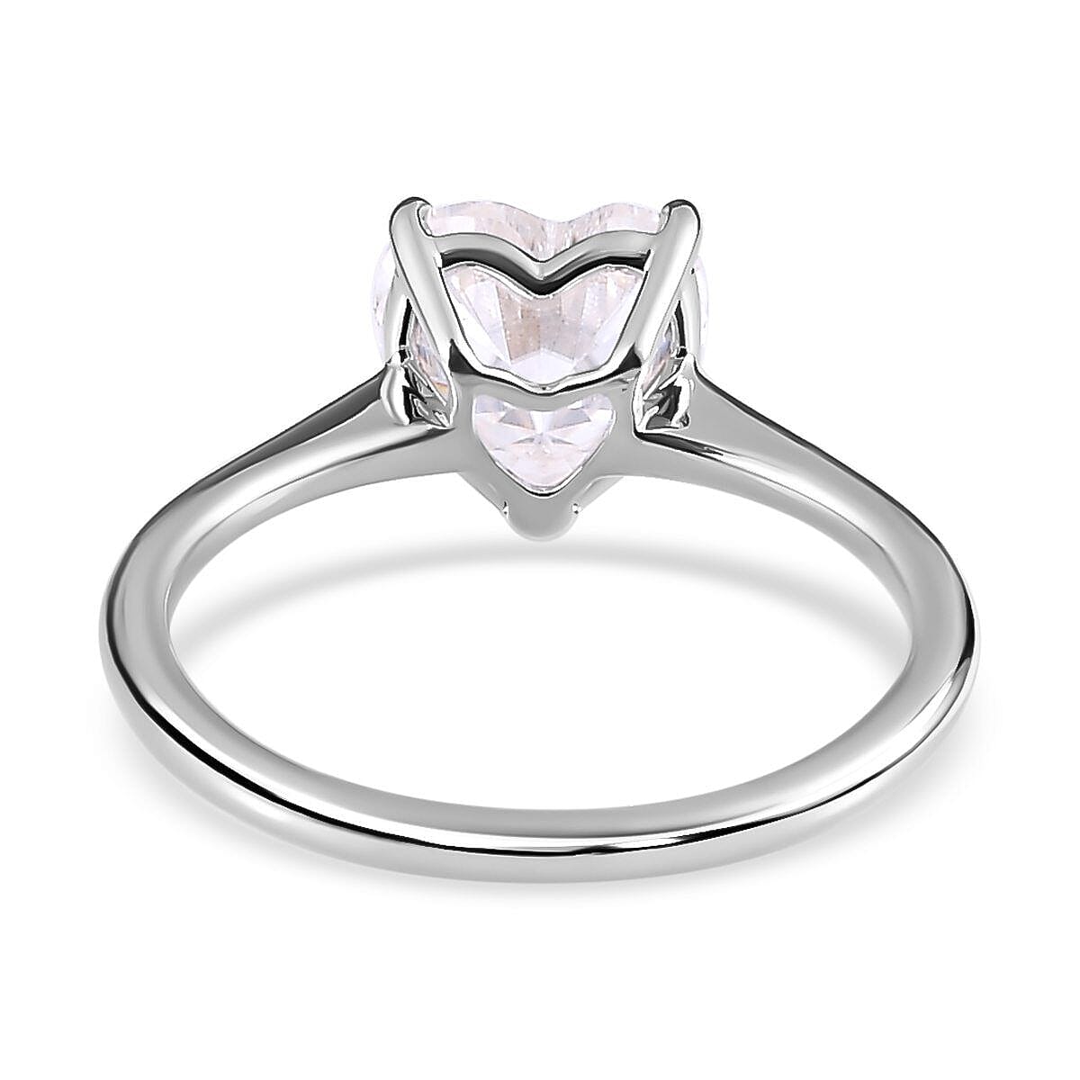9K White Gold Moissanite Heart Ring 2.02 Ct