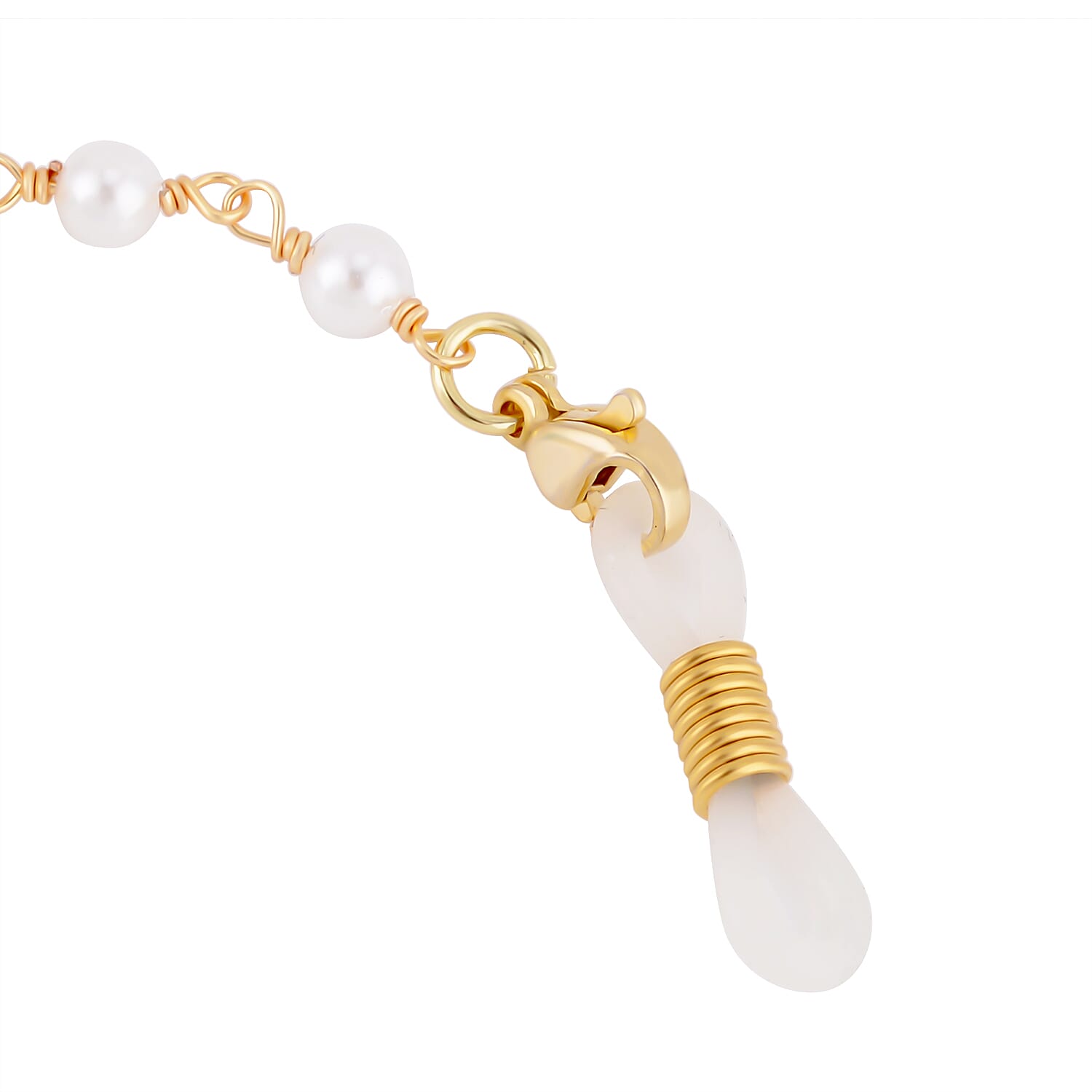 Shell Pearl and Blue Howlite Glasses Chain (Size - 28) in Yellow Gold Tone