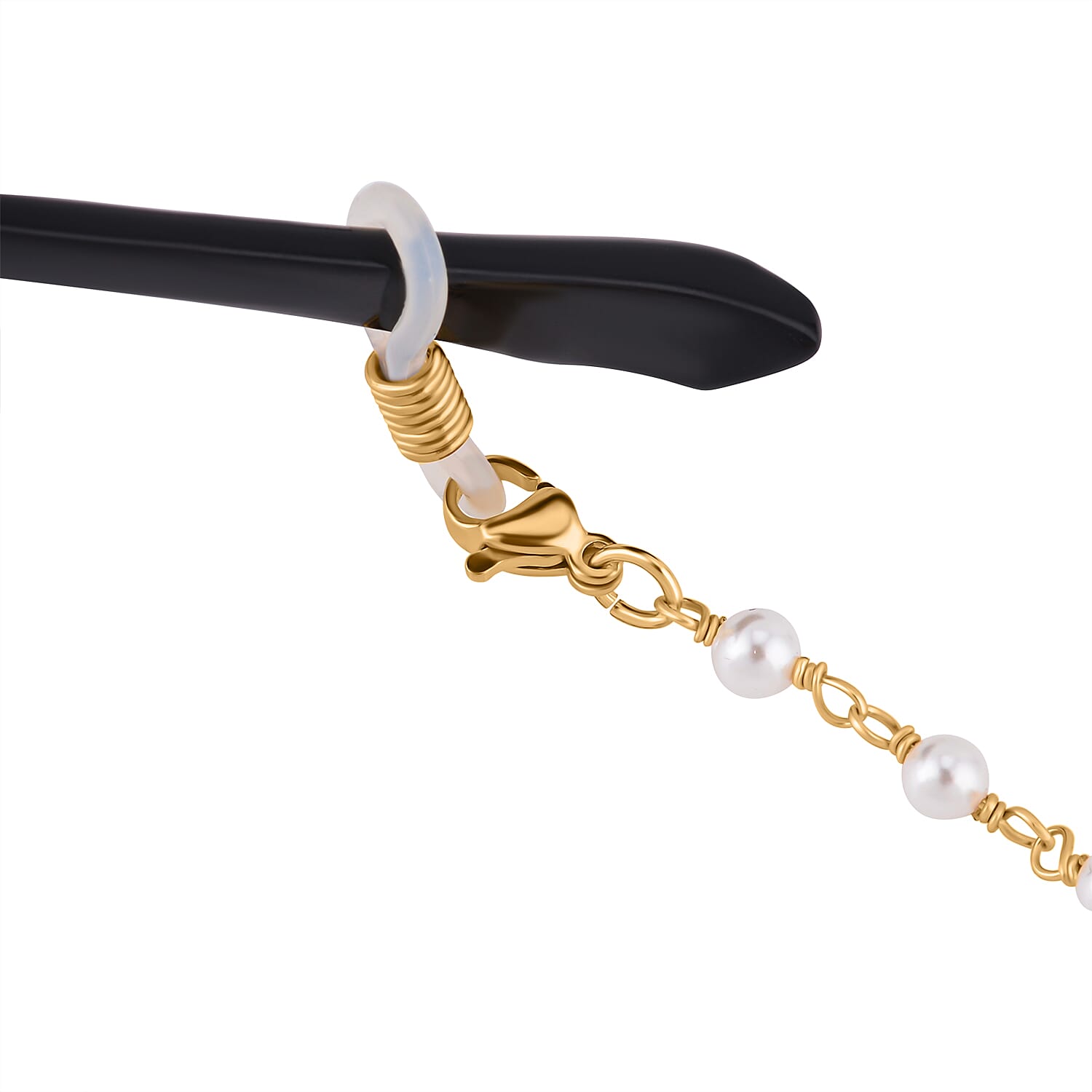 Shell Pearl and Blue Howlite Glasses Chain (Size - 28) in Yellow Gold Tone