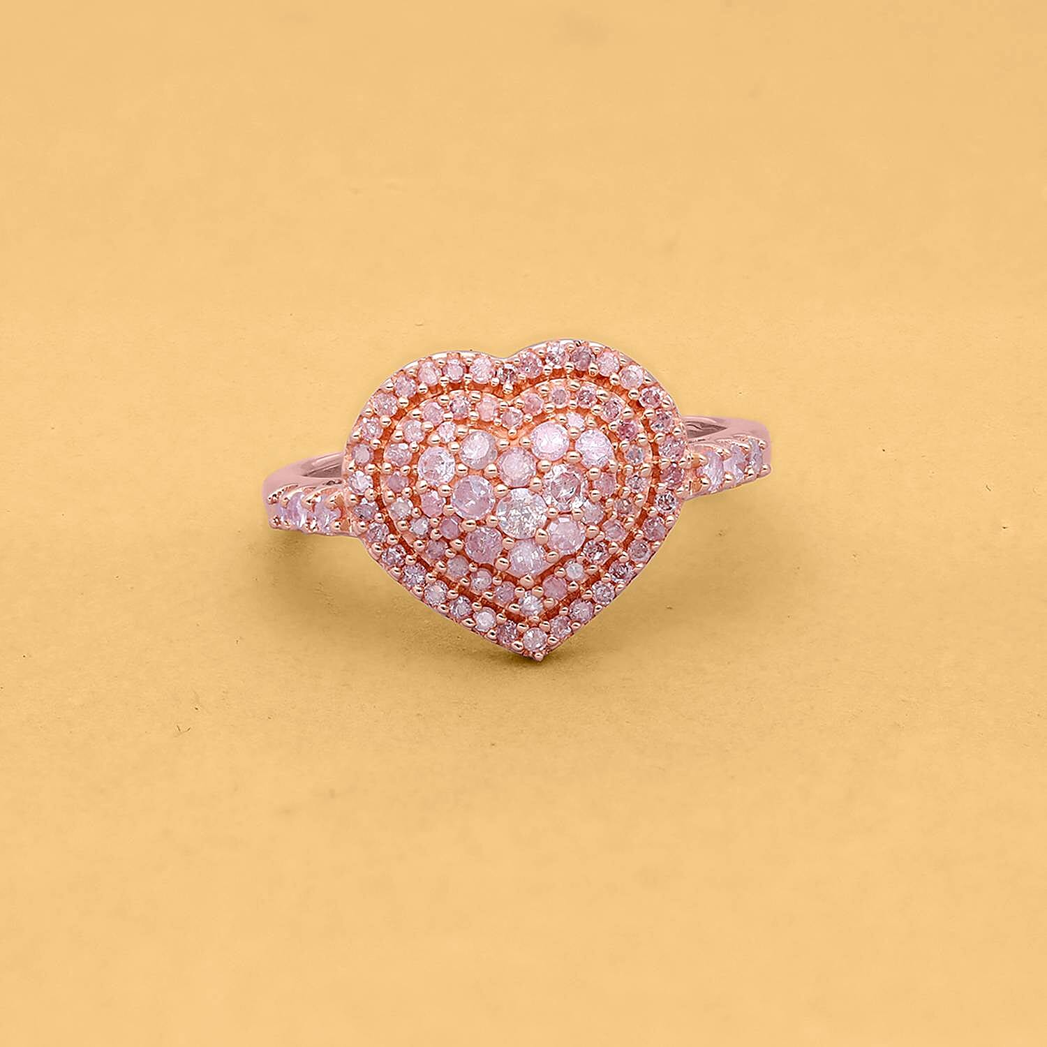 9K Rose Gold SGL Certified Pink Diamond Heart Ring 0.50 Ct.