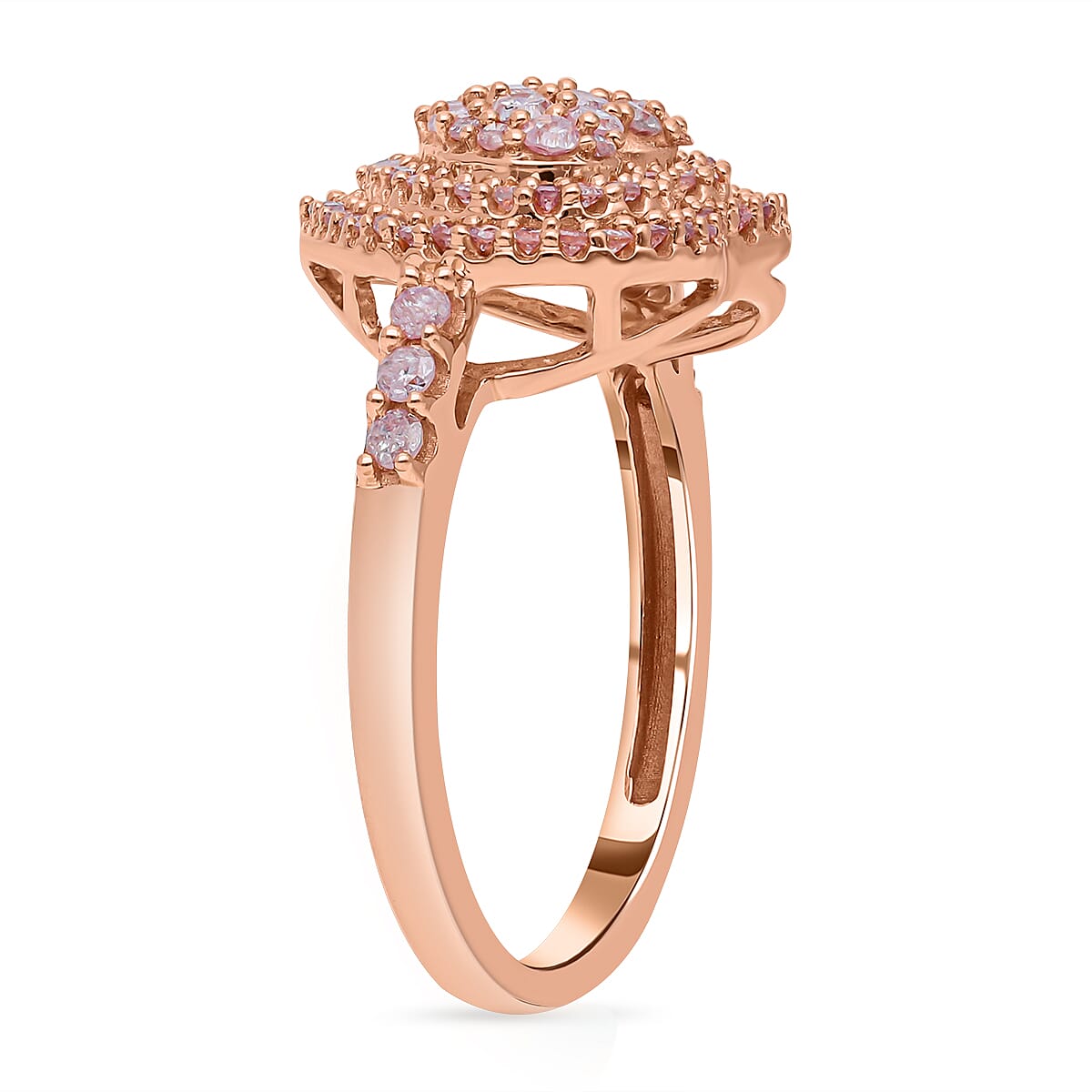 9K Rose Gold SGL Certified Pink Diamond Heart Ring 0.50 Ct.
