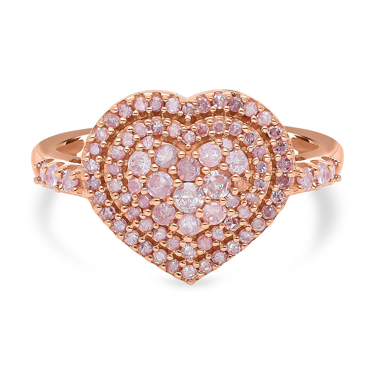 9K Rose Gold SGL Certified Pink Diamond Heart Ring 0.50 Ct.