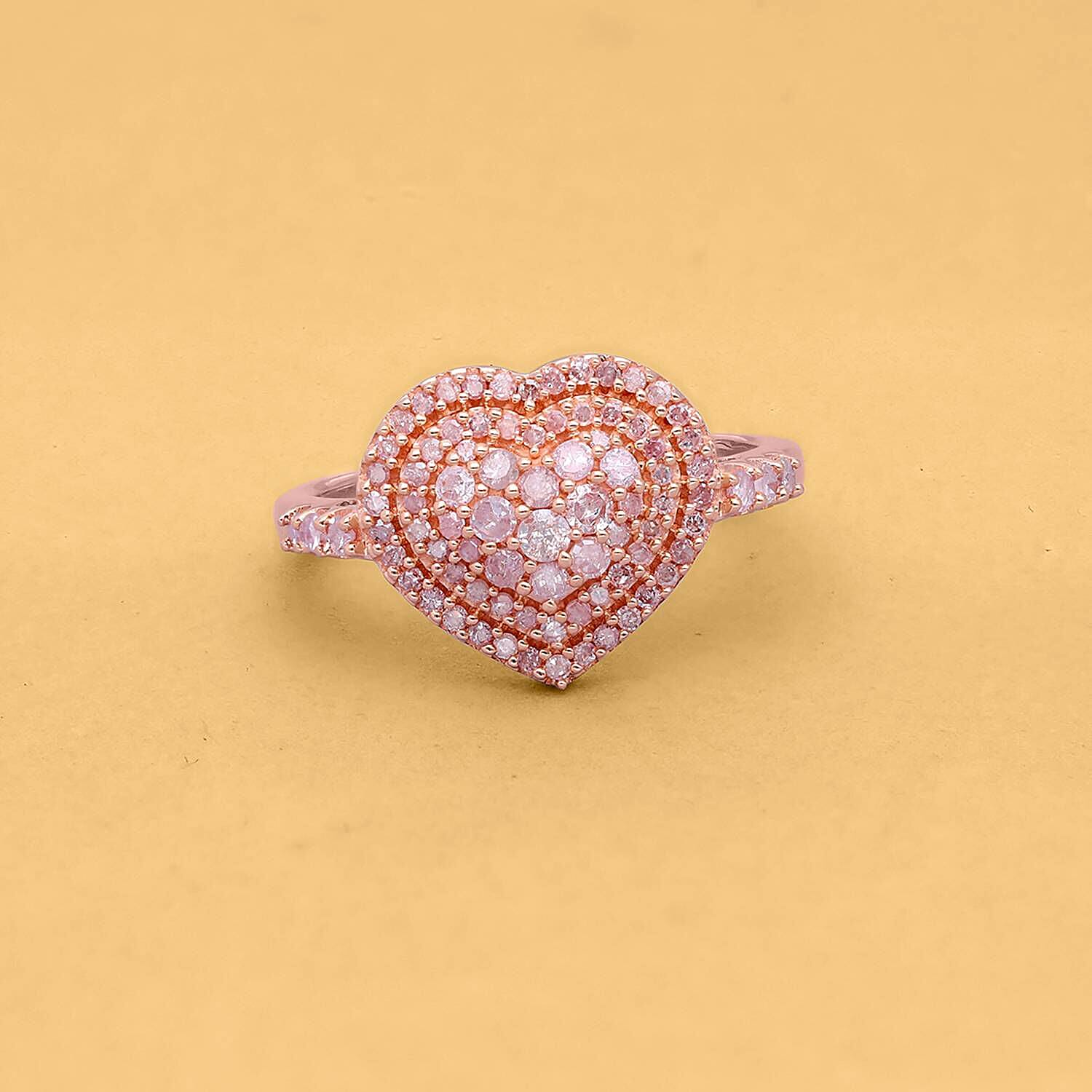 9K Rose Gold SGL Certified Pink Diamond Heart Ring 0.50 Ct.