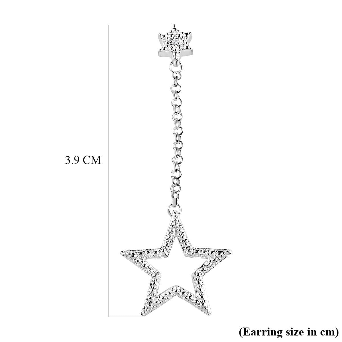 Diamond Stud Shooting Star Dangle Earrings in Sterling Silver