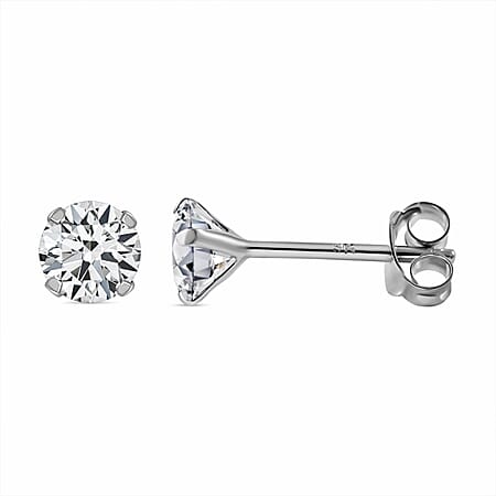 9K White Gold 1 Carat AA Moissanite Solitaire Stud Earrings With Post Push Back