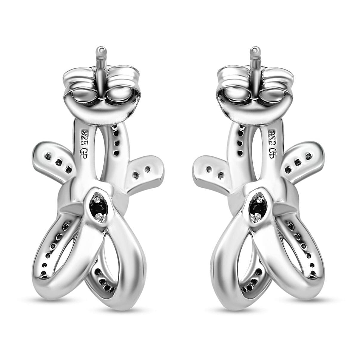 GP Ribbon Collection - Diamond Bow Earrings in Platinum Overlay Sterling Silver 0.40 Ct