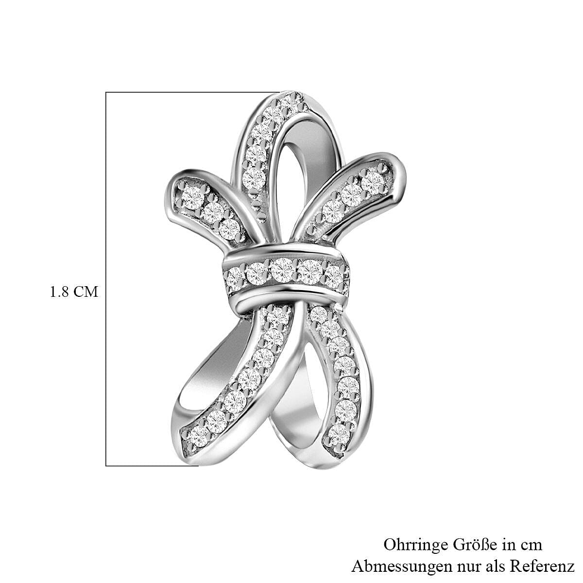 GP Ribbon Collection - Diamond Bow Earrings in Platinum Overlay Sterling Silver 0.40 Ct