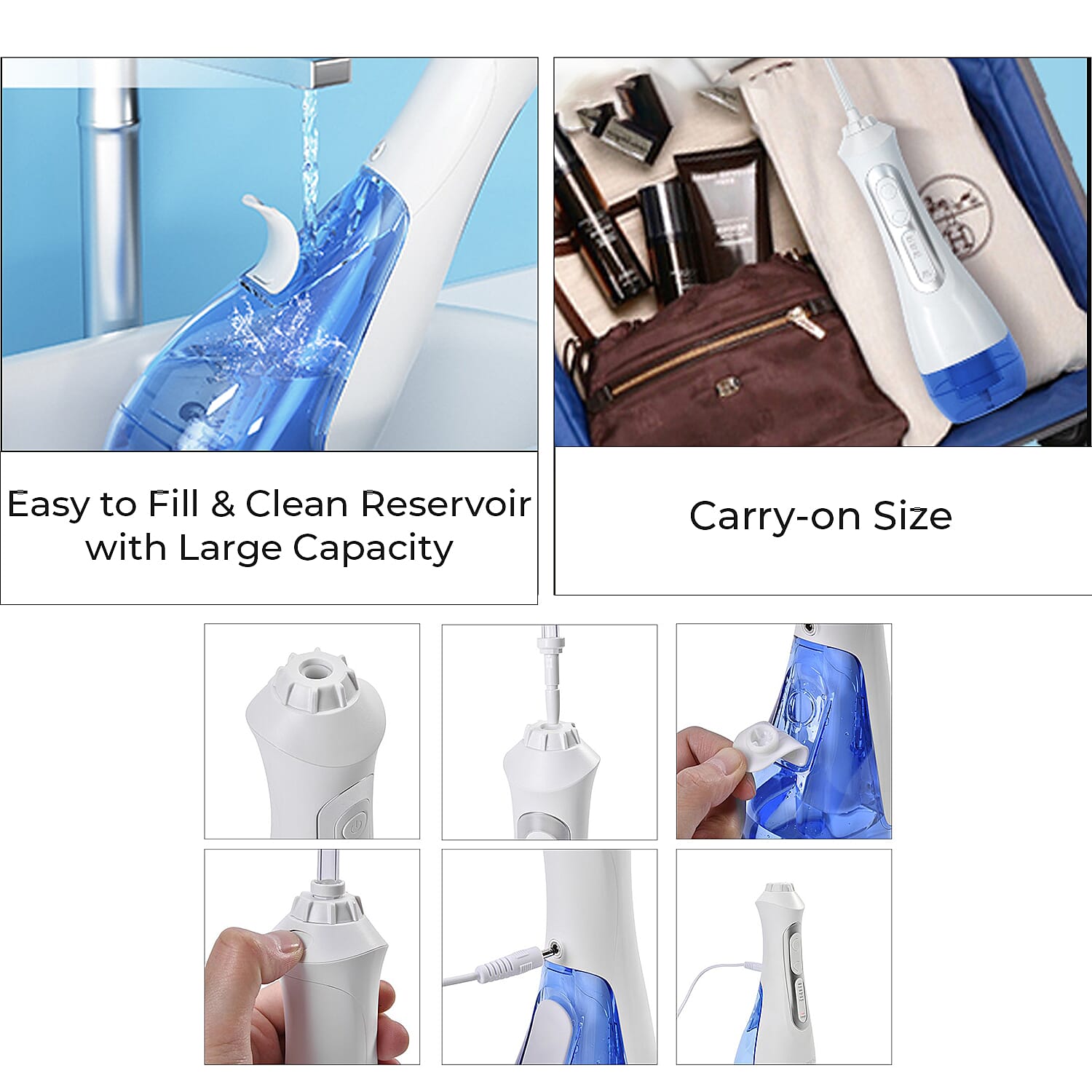 Beautech - Water Flosser with 3 Heads and IPX7 Waterproof- 3 Modes Clean, soft and Massage- 200 ml Tank