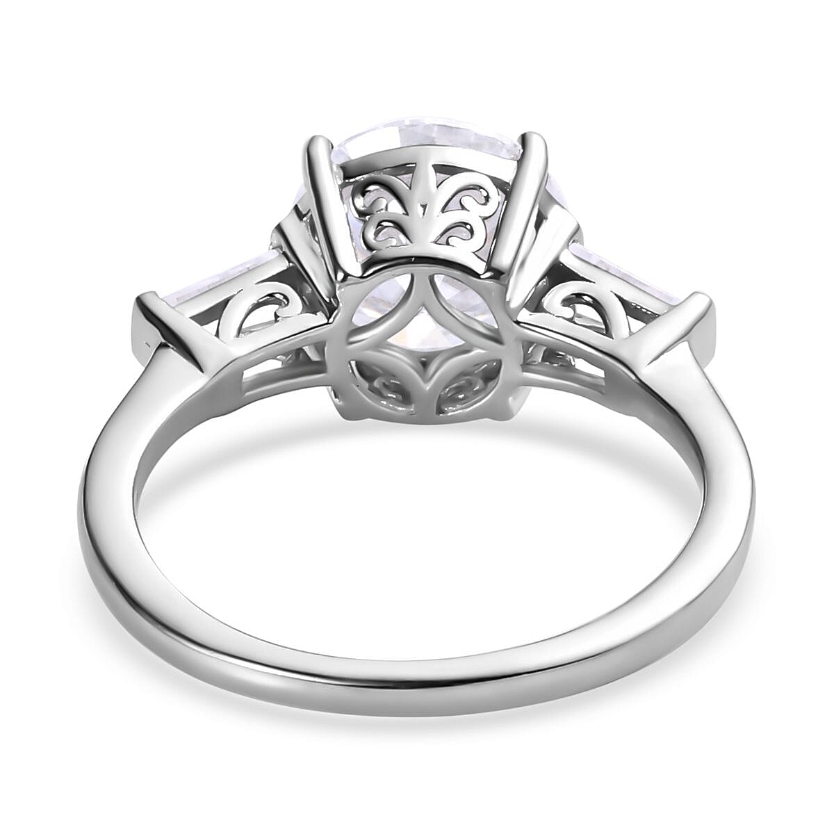 Moissanite Ring in Platinum Overlay Sterling Silver 3.43 Ct.
