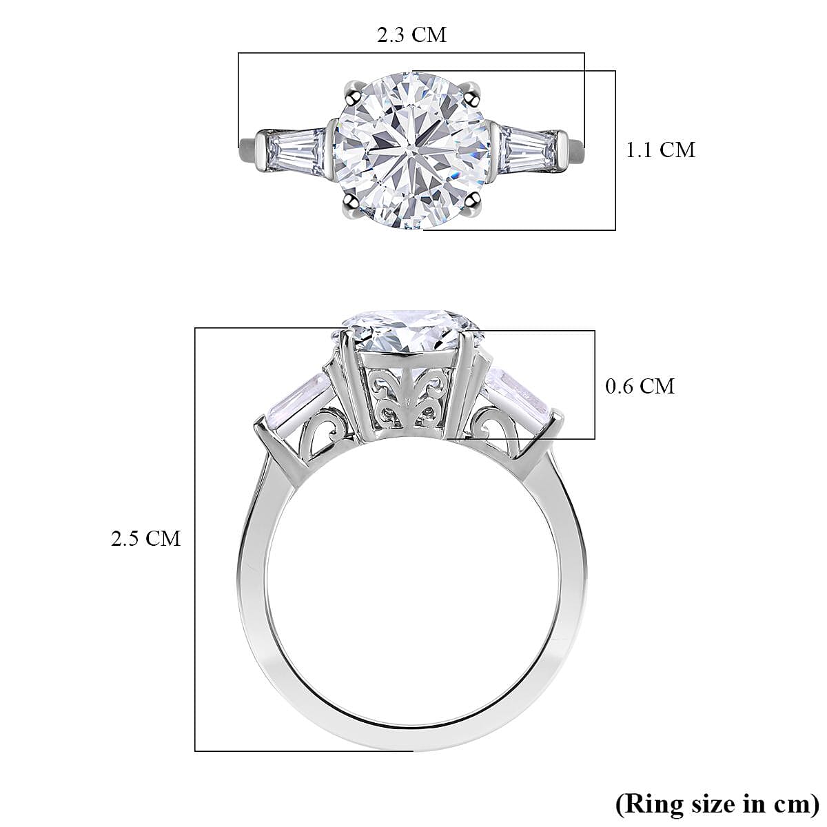 Moissanite Ring in Platinum Overlay Sterling Silver 3.43 Ct.