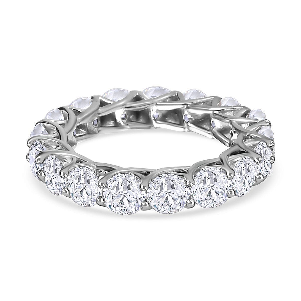 Moissanite Eternity Band Ring in Platinum Overlay Sterling Silver 4.03 Ct.