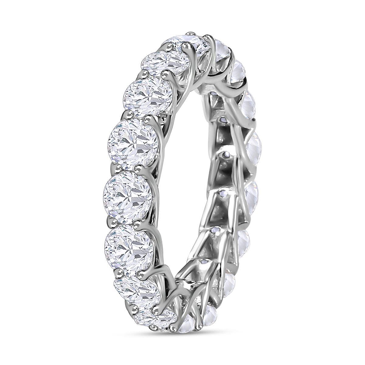 Moissanite Eternity Band Ring in Platinum Overlay Sterling Silver 4.03 Ct.