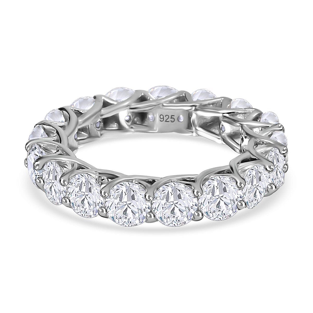 Moissanite Eternity Band Ring in Platinum Overlay Sterling Silver 4.03 Ct.