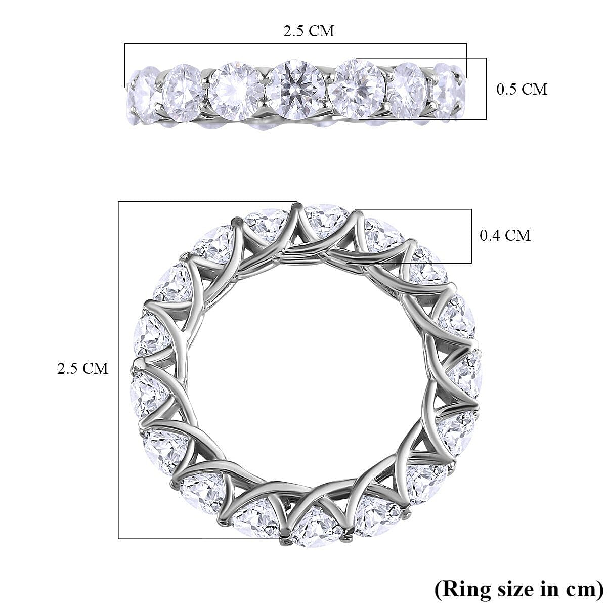 Moissanite Eternity Band Ring in Platinum Overlay Sterling Silver 4.03 Ct.