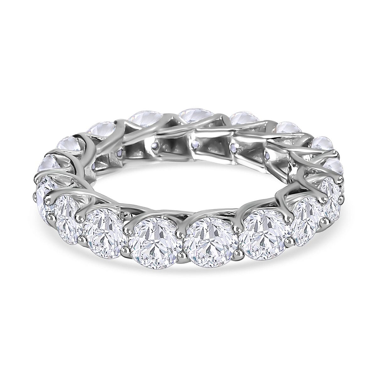 Moissanite Eternity Band Ring in Platinum Overlay Sterling Silver 4.03 Ct.