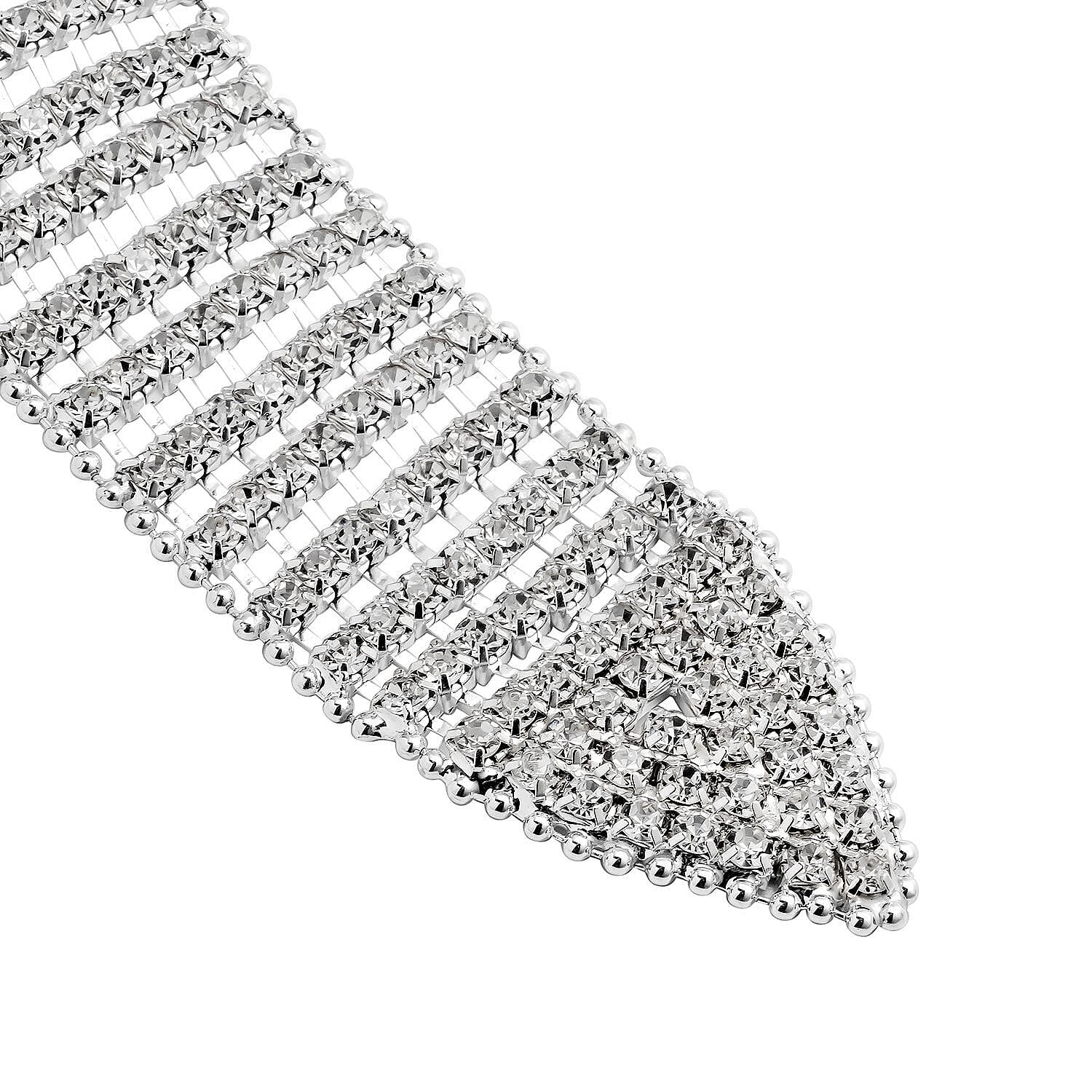 White Austrian Crystal Belt (Size - 1.2 Metre) in Silver Tone