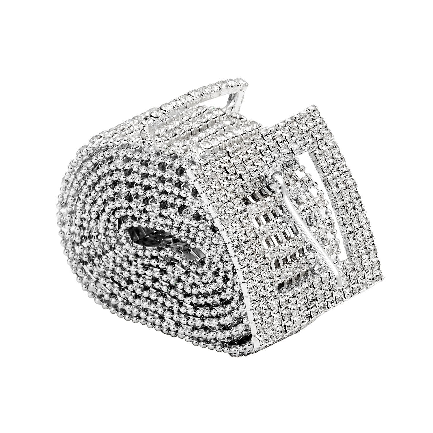 White Austrian Crystal Belt (Size - 1.2 Metre) in Silver Tone