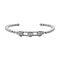 Simulated Diamond 3 Moveable Flower Bangle (Size 6.75 Inch) in Silver Tone